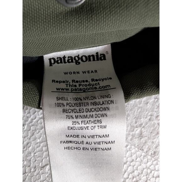 Patagonia Recycled Duck Down Reversible Bivy Down Vest Mens Medium Green/Black - Picture 8 of 11